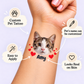 Cat Face & Red Hearts temporary tattoo personalization guide: custom pet tattoo; pet's name can be customized. Easy to apply.
