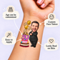 Classy Black Suit & Birthday Cake temporary tattoo personalization guide: custom face tattoo; age can be customized. Easy to apply.