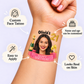 Pink Champagne Celebration Banner temporary tattoo personalization guide: custom face tattoo; name and age can be customized. Easy to apply.