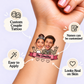 Rockstar Couple temporary tattoo personalization guide: custom couple tattoo; names can be customized. Easy to apply.