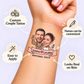 Peace and Love temporary tattoo personalization guide: custom couple tattoo; names can be customized. Easy to apply.