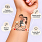 Whimsical Bicycle Journey temporary tattoo personalization guide: custom couple tattoo; names can be customized. Easy to apply.