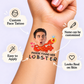 Found Her Lobster temporary tattoo personalization guide: custom face tattoo; name can be customized. Easy to apply.