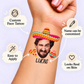 Fiesta temporary tattoo personalization guide: custom face tattoo; name can be customized. Easy to apply.