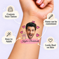 Champagne & Hearts temporary tattoo personalization guide: custom face tattoo; name can be customized. Easy to apply.