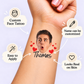 Face with Hearts temporary tattoo personalization guide: custom face tattoo; name can be customized. Easy to apply.