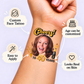 Cheers to Your Years Champagne temporary tattoo personalization guide: custom face tattoo; age can be customized. Easy to apply.