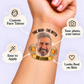 Man, Myth & Legend Beer temporary tattoo personalization guide: custom face tattoo; your photo, your tattoo. Easy to apply.