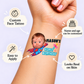 Brave Superhero temporary tattoo personalization guide: custom face tattoo; name and age can be customized. Easy to apply.