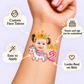 Magical Unicorn Rider temporary tattoo personalization guide: custom face tattoo; name and age can be customized. Easy to apply.