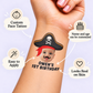 Pirate Adventure temporary tattoo personalization guide: custom face tattoo; name and age can be customized. Easy to apply.