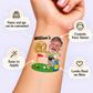 Fore-ever Young Golf temporary tattoo personalization guide: custom face tattoo; name and age can be customized. Easy to apply.