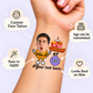 Grillin' Burger temporary tattoo personalization guide: custom face tattoo; age can be customized. Easy to apply.