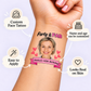 Forty & Fab Heart temporary tattoo personalization guide: custom face tattoo; name and age can be customized. Easy to apply.