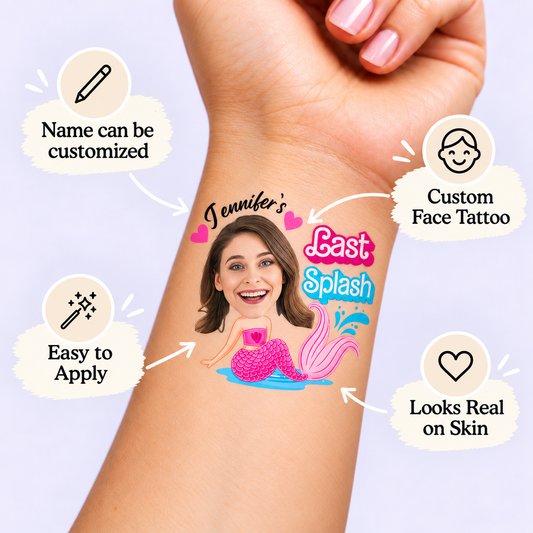 Last Splash temporary tattoo personalization guide: custom face tattoo; name can be customized. Easy to apply.
