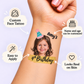 Gold Glitter Banner temporary tattoo personalization guide: custom face tattoo; name and age can be customized. Easy to apply.