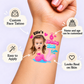 Pink Mermaid Splash temporary tattoo personalization guide: custom face tattoo; name and age can be customized. Easy to apply.