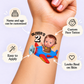 High-Flying Airplane temporary tattoo personalization guide: custom face tattoo; name and age can be customized. Easy to apply.