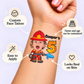 Brave Firefighter temporary tattoo personalization guide: custom face tattoo; name and age can be customized. Easy to apply.