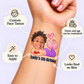 Under the Sea Mermaid temporary tattoo personalization guide: custom face tattoo; name and age can be customized. Easy to apply.