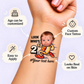 Running Hot Dog temporary tattoo personalization guide: custom face tattoo; age can be customized. Easy to apply.
