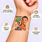 Giant Carrot Celebration temporary tattoo personalization guide: custom face tattoo; name and age can be customized. Easy to apply.