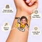 Dancing Pizza Birthday temporary tattoo personalization guide: custom face tattoo; name and age can be customized. Easy to apply.