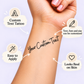 Personalized Script & Font temporary tattoo personalization guide: custom text tattoo; text, font and size can be customized. Easy to apply.