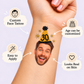 Gold Glitter Party Hat temporary tattoo personalization guide: custom face tattoo; age can be customized. Easy to apply.