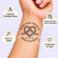We're Tying the Knot temporary tattoo personalization guide: custom wedding tattoo; names and date can be customized. Easy to apply.