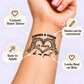 Skeletal Heart Hands temporary tattoo personalization guide: custom heart tattoo; names can be customized. Easy to apply.