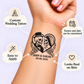 Til Death Do Us Part temporary tattoo personalization guide: custom wedding tattoo; names and date can be customized. Easy to apply.