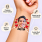 Red Heart temporary tattoo personalization guide: custom face tattoo; name can be customized. Easy to apply.