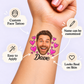 Pink Heart temporary tattoo personalization guide: custom face tattoo; name can be customized. Easy to apply.