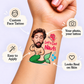 Let's Get Nauti Mermaid temporary tattoo personalization guide: custom face tattoo; your photo, your tattoo. Easy to apply.