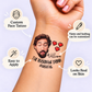 The Reason We Drink temporary tattoo personalization guide: custom face tattoo; name and hashtag can be customized. Easy to apply.