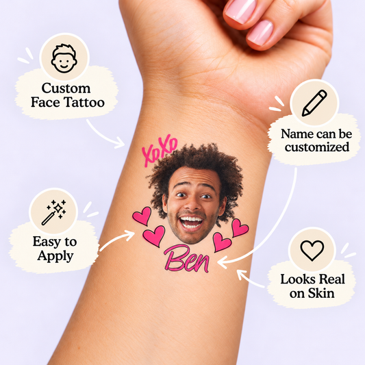 Bachelorette XOXO temporary tattoo personalization guide: custom face tattoo; name can be customized. Easy to apply.