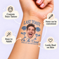Last Toast On the Coast temporary tattoo personalization guide: custom face tattoo; name can be customized. Easy to apply.