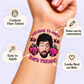 Bach Parade Rock temporary tattoo personalization guide: custom face tattoo; name can be customized. Easy to apply.
