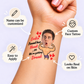Found Her Hunk temporary tattoo personalization guide: custom face tattoo; name can be customized. Easy to apply.