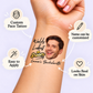 World's Luckiest Groom temporary tattoo personalization guide: custom face tattoo; name can be customized. Easy to apply.