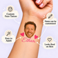 Groom's Pink Hearts temporary tattoo personalization guide: custom face tattoo; name can be customized. Easy to apply.