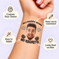 No Ragrets temporary tattoo personalization guide: custom face tattoo; name can be customized. Easy to apply.