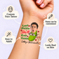 Last Pickle She’ll Ever Tickle temporary tattoo personalization guide: custom face tattoo; name can be customized. Easy to apply.