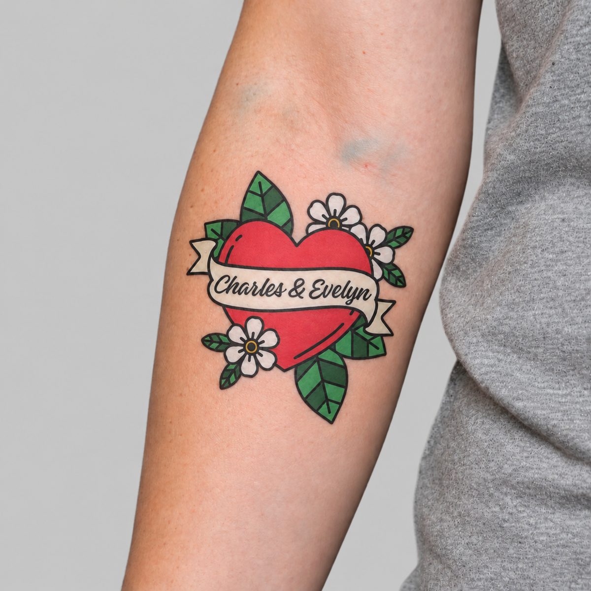 Wedding custom temporary tattoo — arm view