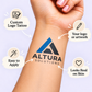Upload Your Image temporary tattoo personalization guide: custom logo tattoo; your logo or artwork. Easy to apply.