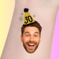 Custom Birthday Temporary Tattoos - Gold Glitter Party Hat