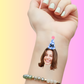 Custom Birthday Temporary Tattoos - Classic Blue Polka Dot Party Hat